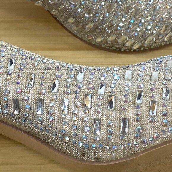 De Blossom Collection Silver Rhinestone Sparkle Evening Pumps Heels Size 7 - Picture 6 of 7